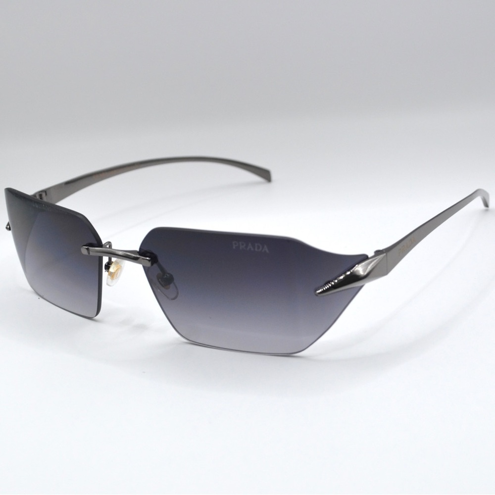 Prada Women’s Rimless Sunglasses | Silver | Minor Unnoticeable Scratch | New - Picture 12 of 14
